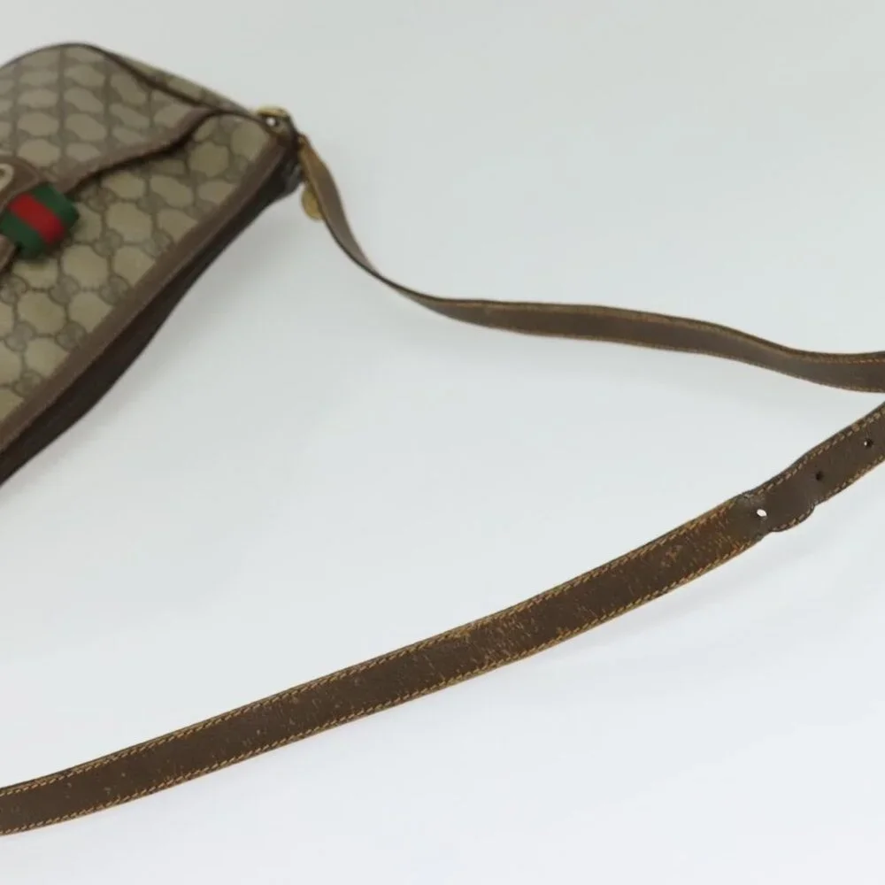 Authentic GUCCI GG Supreme Web Sherry Line Bag PVC Beige Gold Red 89 02 032 - Picture 14 of 16